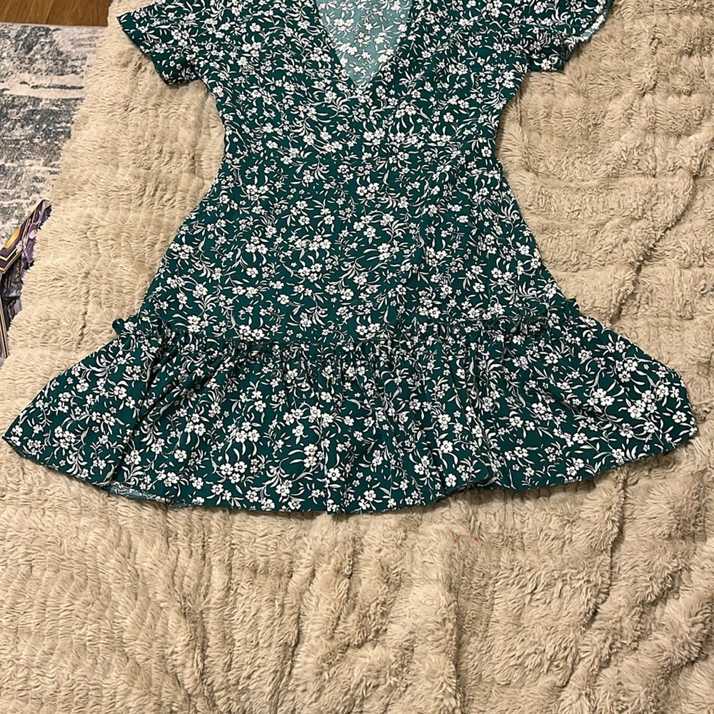 Floral Green Mini Dress